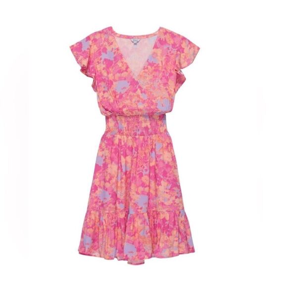 NWT Rails Tara Flutter Sleeve Smocked Waist Mini Dress in Passion Flower Size M - Picture 2 of 12